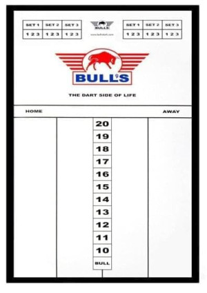 Dartresultattavla | Bull's Styreen Scoreboard 45x30cm | Bull's | Torkbar yta, Lättviktig (560g), Perfekt för tävlingar och spelkvällar | Darttillbehör