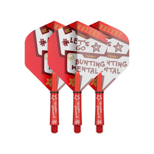 Dart Pil Kit | Target Pro Grip Stephen Bunting Flights Shaft Kit | Target | Inkluderar 3 skaft (Short, Medium, Intermediate) & 3 flights i röd, svart