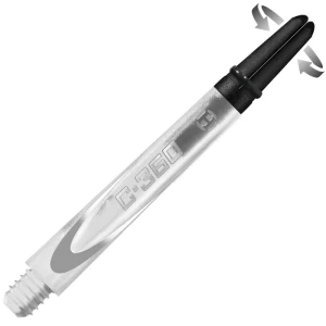 Dartskaft | Harrows Carbon 360 Spin Shaft Clear - Intermediate | Harrows | Lättvikts polykarbonat, roterande kolfibertopp, 4g vikt, tre längder (Short