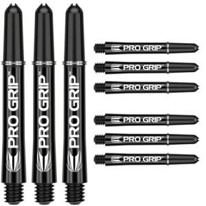 Dartskaft | Target Pro Grip 3 Set Black Dart Shafts - Short | Target | 9 stycken, Hållbart material, Längd: Kort (80 mm) | Stabil kastupplevelse, Anp