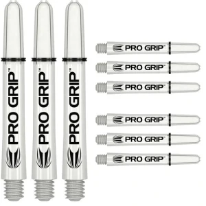 Dartskaft | Target Pro Grip 3 Set White Dart Shafts - Medium | Target | 9 skaft i tre längder, vit design, hållbara och lämpliga för både nybörjare oc