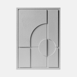 Nowoczesny obraz strukturalny - 35 x 2 x 50 cm - GEOMETRIC I - Milky Grey - Murso
