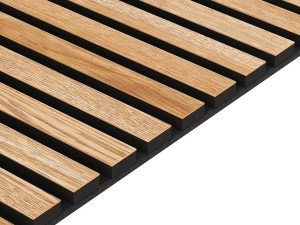 Fornirowany panel akustyczny na czarnym filcu 60x280 - Dąb - LAMEO