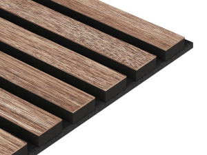 Panel akustyczny fornirowany na czarnym filcu 28x280 - Orzech Amerykański - LAMEO