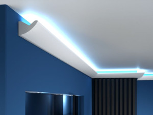 Listwa oświetleniowa LED LO1A Decor System / 6 x 8,5 x 200 cm / prosty wzór / miejsce na oświetlenie LED / montaż za pomocą kleju / do malowania