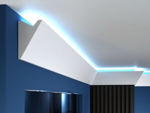 Listwa sufitowa oświetleniowa LO2 Decor System / 16,5 x 11 x 200 cm / nowoczesny kształt / z miejscem na LED / montaż na klej / wilgocioodporna