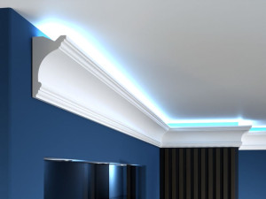 Listwa oświetleniowa LO10 Decor System / 15,5 x 9 x 200 cm / klasyczny wzór / z miejscem na oświetlenie / do łazienki i kuchni / do malowania farbami
