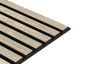 Fornirowany panel akustyczny na czarnym filcu 28x240 - Dąb Bielony - LAMEO