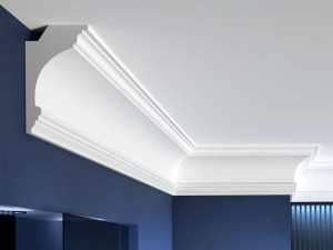 Listwa sufitowa LP8 – wysoka sztukateria sufitowa Decor System / 15,5 x 9 x 200 cm / wodoodporna / do malowania / montaż na klej / maskownica kabli