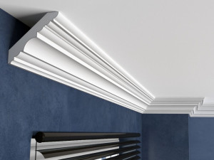 Listwa sufitowa FE7 – wyjątkowa dekoracja sufitu Decor System / 14 x 14,5 x 200 cm / maskownica przewodów / do wilgotnych pomieszczeń / montaż na klej