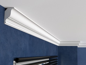 Listwa sufitowa FE9 – klasyczne wykończenie sufitowe Decor System / 12 x 7,5 x 200 cm / maskownica przewodów / do malowania / element wilgocioodporny