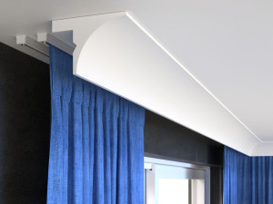 Listwa do zabudowy karnisz LED/ 12 x 17 x 200 cm/ Decor System/ maskownica karniszy ściennych i sufitowych/ montaż na klej