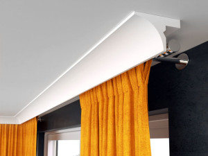 Listwa do zabudowy karnisza szynowego i drążkowego LKO6 Decor System, z miejscem na LED, prosty wzór, 10x15 cm, montaż na klej