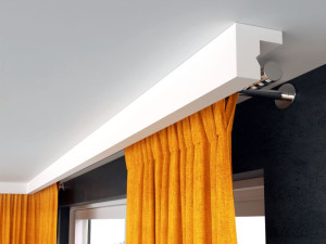 Karnisz sufitowy - maskownica karnisza szynowego LKO4 Decor System 10x10cm, nowoczesny kształt z miejscem na LED, montaż na klej, odporna na wilgoć