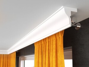 Listwa do zabudowy karnisza LKO5 - maskownica karnisza nowoczesna, odporna na wilgoć, z miejscem na LED, nowoczesny wzór, 13x11 cm, Decor System