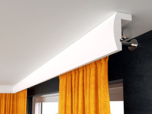 Zasłonięty karnisz sztukaterią LKO7 – zabudowa karnisza do nowoczesnych wnętrz Decor System, wilgocioodporna, miejsce na LED, 15x9,5 cm
