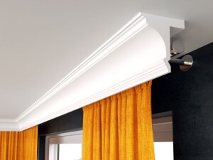 Listwa do zabudowy karnisza LKO8 Decor System, styl klasyczny, do karnisza szynowego i drążkowego, wilgocioodporna, 15,5x14 cm, montaż na klej
