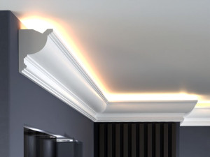 Gzyms oświetleniowy LED LO12 Decor System / klasyczny wzór / sztukateria do wnętrz / z miejscem na LED / samodzielny montaż na klej / 13,5 x 11 x 200