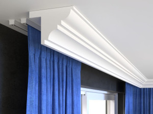 Osłona karniszowa do zabudowy LKOF12/ 13 x 18 x 200 cm/ Decor System/ maskownica karniszy ściennych i sufitowych/ montaż na klej