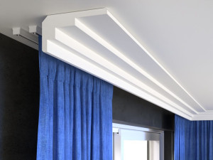 Listwa do maskowania karnisza LP12 Decor System - listwa ozdobna schodkowa budowa / do karnisza drążkowego i szynowego / 10 x 19 x 200 cm