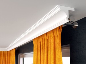 Listwa do zabudowy karnisza z oświetleniem LKO8B/ 10,5 × 13,3 x 200 cm/ Decor System/ maskownica karniszy ściennych i sufitowych/ montaż na klej