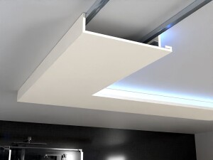 Odporna na wilgoć półka z GK, miejsce na LED GKS1050-I szer. 50 cm / wys. 10 cm / dł. 120 cm