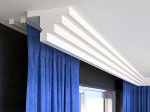 Listwa karniszowa LKO14 Decor System - schodkowa listwa / 10,8 x 15,8 x 200 cm / Decor System / do karnisza szynowego i drążkowego / łatwy montaż
