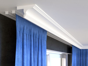 Listwa do zabudowy karnisza LKO8C Decor System / klasyczny wzór / montaż na klej / wilgocioodporna / do malowania / 8 x 13,3 x 200 cm