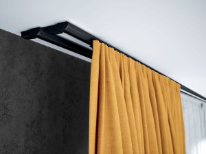 Komplet karniszy aluminiowych dwutorowych czarnych ZD z akcesoriami (2 szyny w zestawie)