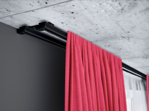 Karnisz sufitowy aluminiowy dwutorowy ZS czarny z akcesoriami (2 szyny w zestawie)