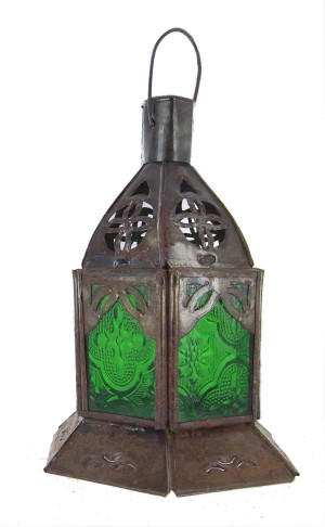 Lanterne marocaine en verre teinté vert
