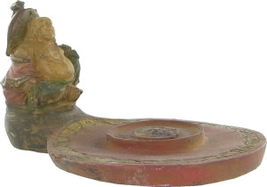 porte encens bouddha résine avec coupelle