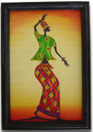 Tableau bois femme africaine