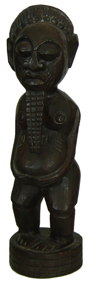 Statue totem indonésien en bois foncé