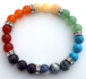 Bracelet 7 chakras perles 8 mm, pierres naturelles