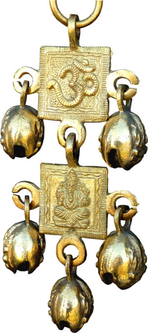Mobile bronze doré Ganesh et Om