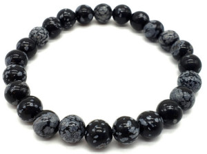 Bracelet Obsidienne Neige perles 8mm