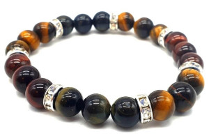 Bracelet Protection 3 pierres naturelles perles 8mm