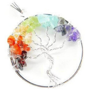 Pendentif arbre de vie 7 chakras - 4 cm.