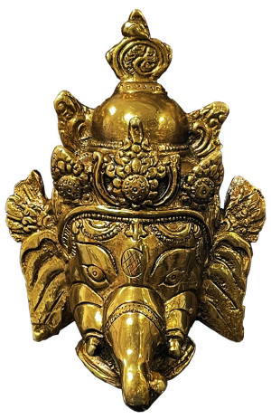 Tête de Ganesh en laiton de 14 cm