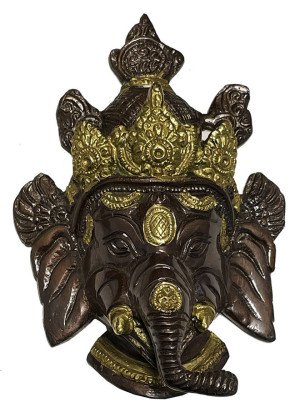 Tête de Ganesh en laiton en 2 couleurs de 14 cm