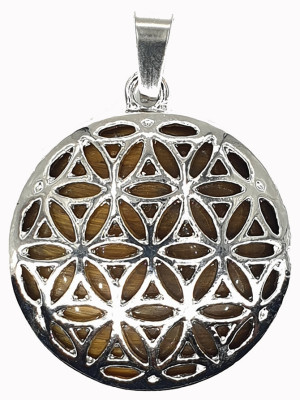 Pendentif fleur de vie avec oeil de tigre