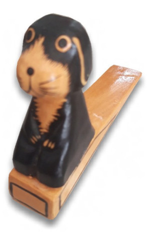 bloque porte chien en bois