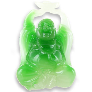 Statuette de bouddha assis pierre façon jade