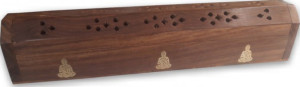 Porte encens grande boite motifs bouddha en laiton