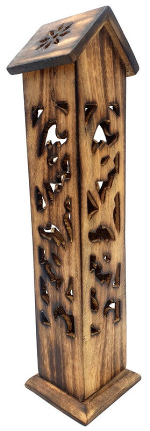 Porte encens grande tour nichoir motifs ajourés