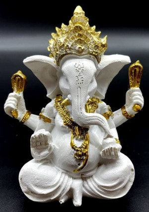 Statuette en résine blanche de Ganesh 13 cm