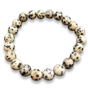 Bracelet Jaspe Dalmatien perles 8mm