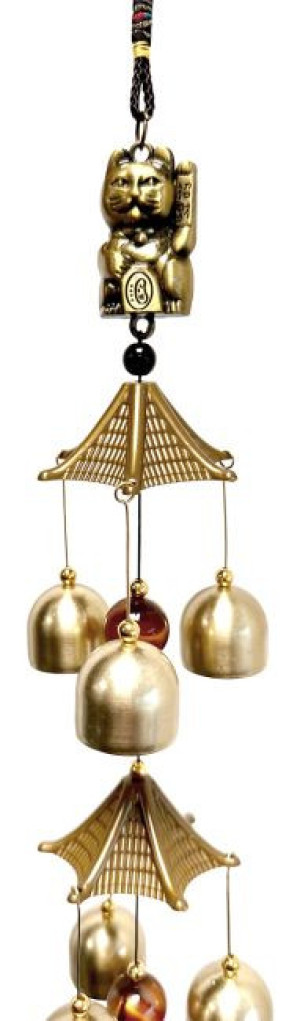 Carillon métal chat porte bonheur 67 cm