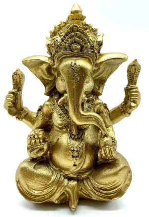 Statuette en résine dorée de Ganesh 13 cm